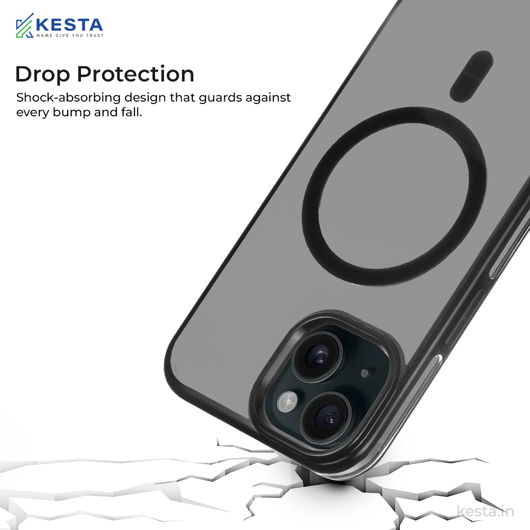 iPhone 15 Cover - Notify Popup Black Transparent Case (Camera Sink Protection & Wireless Charging Optimized)